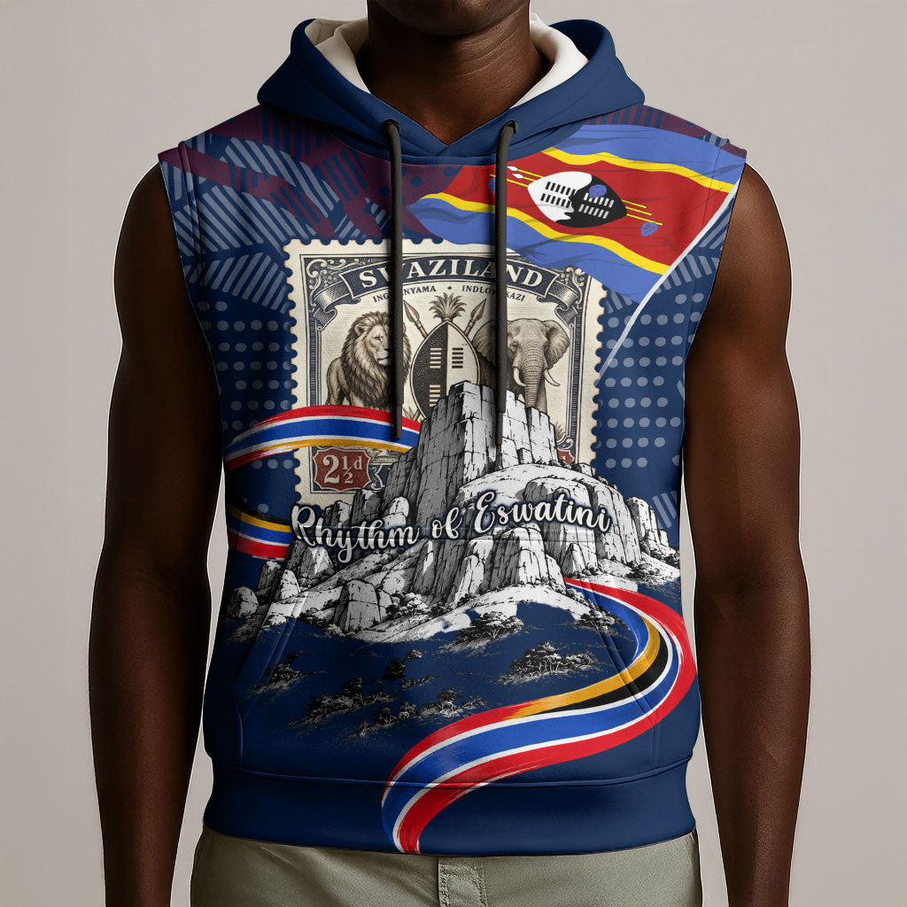 Eswatini Somhlolo Day Sleeveless Hoodie Swazi Flag Stamp Traditional Dancer African Heritage Graphic