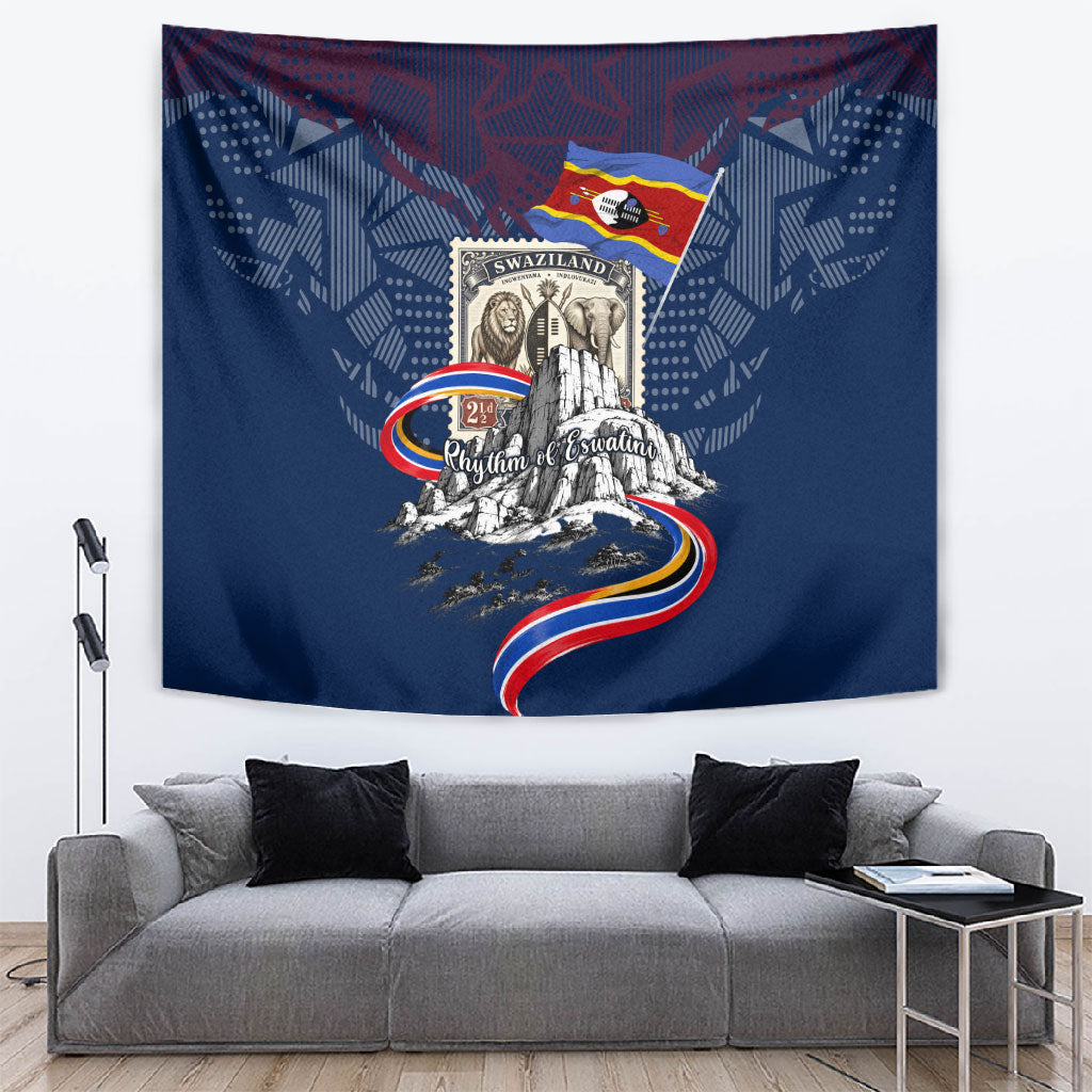Eswatini Somhlolo Day Tapestry Swazi Flag Stamp Traditional Dancer African Heritage Graphic