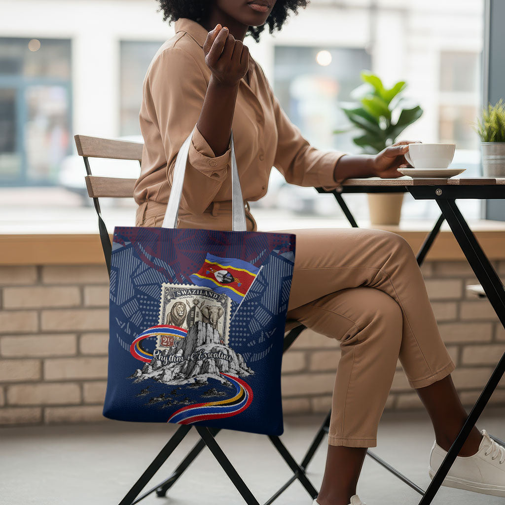 Eswatini Somhlolo Day Tote Bag Swazi Flag Stamp Traditional Dancer African Heritage Graphic