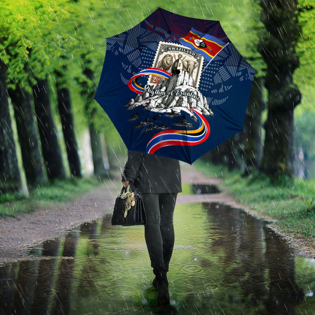 Eswatini Somhlolo Day Umbrella Swazi Flag Stamp Traditional Dancer African Heritage Graphic