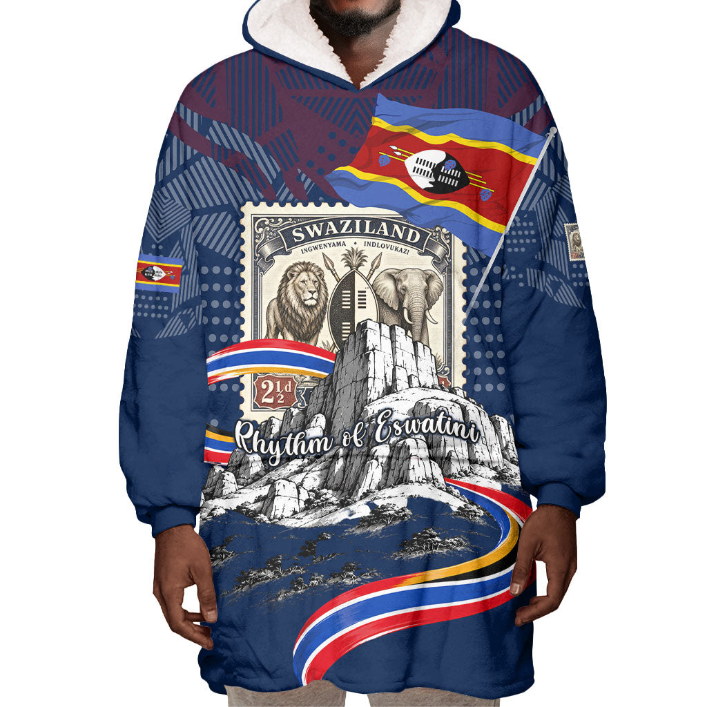 Eswatini Somhlolo Day Wearable Blanket Hoodie Swazi Flag Stamp Traditional Dancer African Heritage Graphic