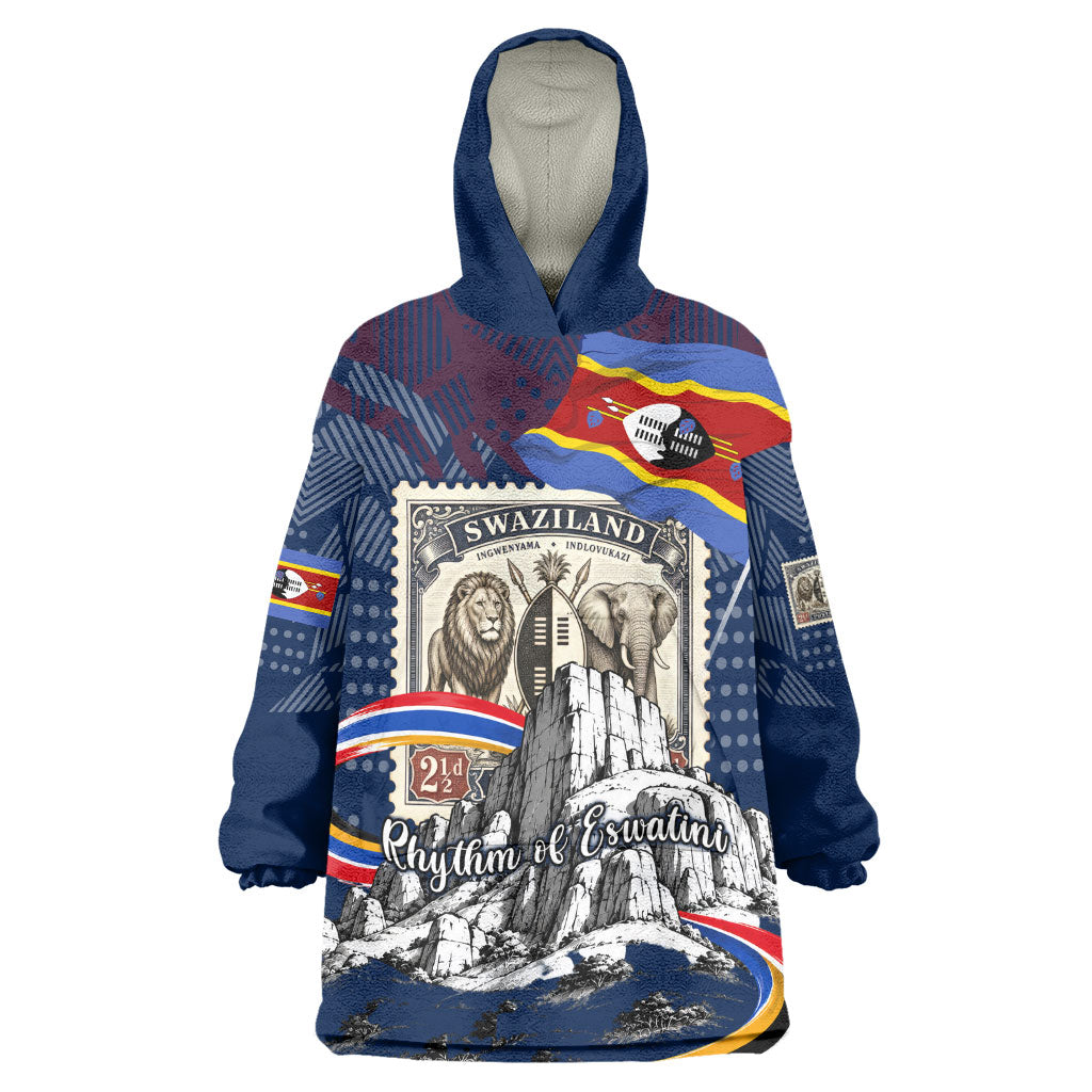 Eswatini Somhlolo Day Wearable Blanket Hoodie Swazi Flag Stamp Traditional Dancer African Heritage Graphic