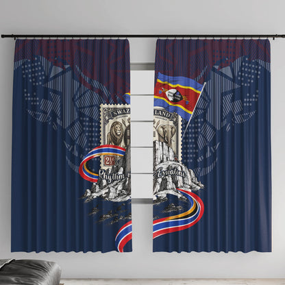Eswatini Somhlolo Day Window Curtain Swazi Flag Stamp Traditional Dancer African Heritage Graphic