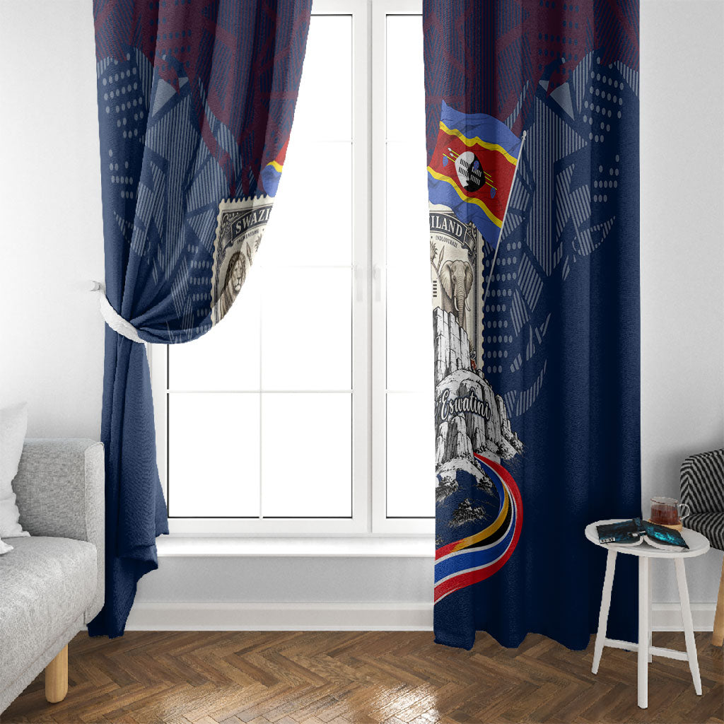 Eswatini Somhlolo Day Window Curtain Swazi Flag Stamp Traditional Dancer African Heritage Graphic
