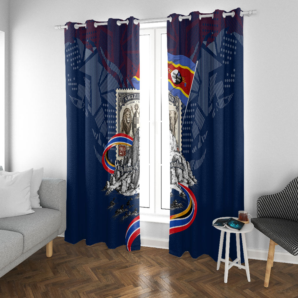 Eswatini Somhlolo Day Window Curtain Swazi Flag Stamp Traditional Dancer African Heritage Graphic