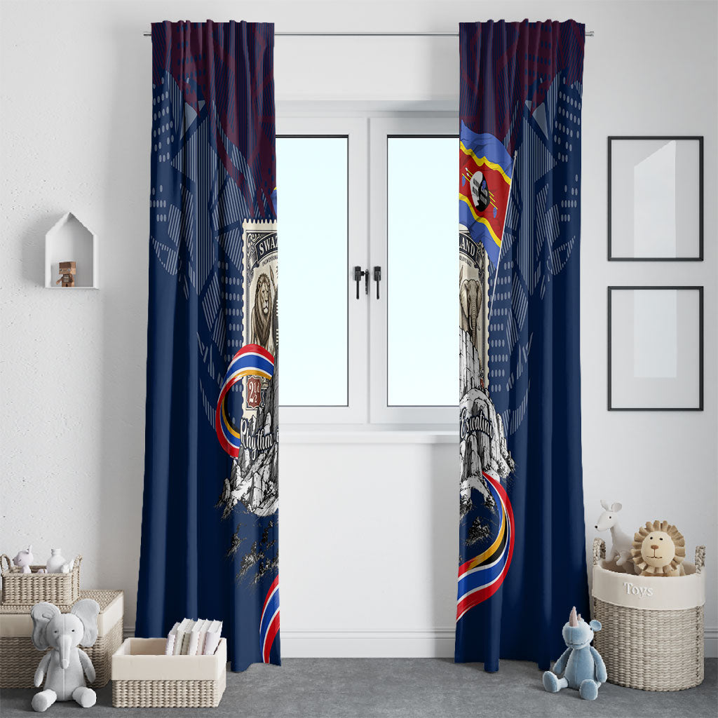 Eswatini Somhlolo Day Window Curtain Swazi Flag Stamp Traditional Dancer African Heritage Graphic