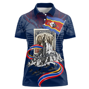 Eswatini Somhlolo Day Women Polo Shirt Swazi Flag Stamp Traditional Dancer African Heritage Graphic