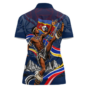 Eswatini Somhlolo Day Women Polo Shirt Swazi Flag Stamp Traditional Dancer African Heritage Graphic