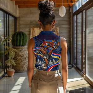 Eswatini Somhlolo Day Women Sleeveless Polo Shirt Swazi Flag Stamp Traditional Dancer African Heritage Graphic
