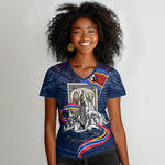 Eswatini Somhlolo Day Women V-Neck T-Shirt Swazi Flag Stamp Traditional Dancer African Heritage Graphic