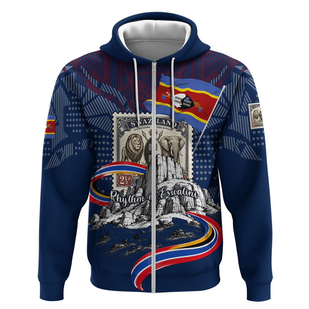 Eswatini Somhlolo Day Zip Hoodie Swazi Flag Stamp Traditional Dancer African Heritage Graphic