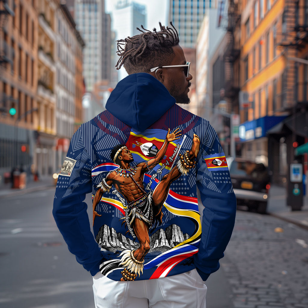 Eswatini Somhlolo Day Zip Hoodie Swazi Flag Stamp Traditional Dancer African Heritage Graphic