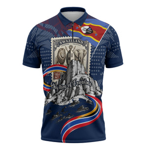 Eswatini Somhlolo Day Zipper Polo Shirt Swazi Flag Stamp Traditional Dancer African Heritage Graphic