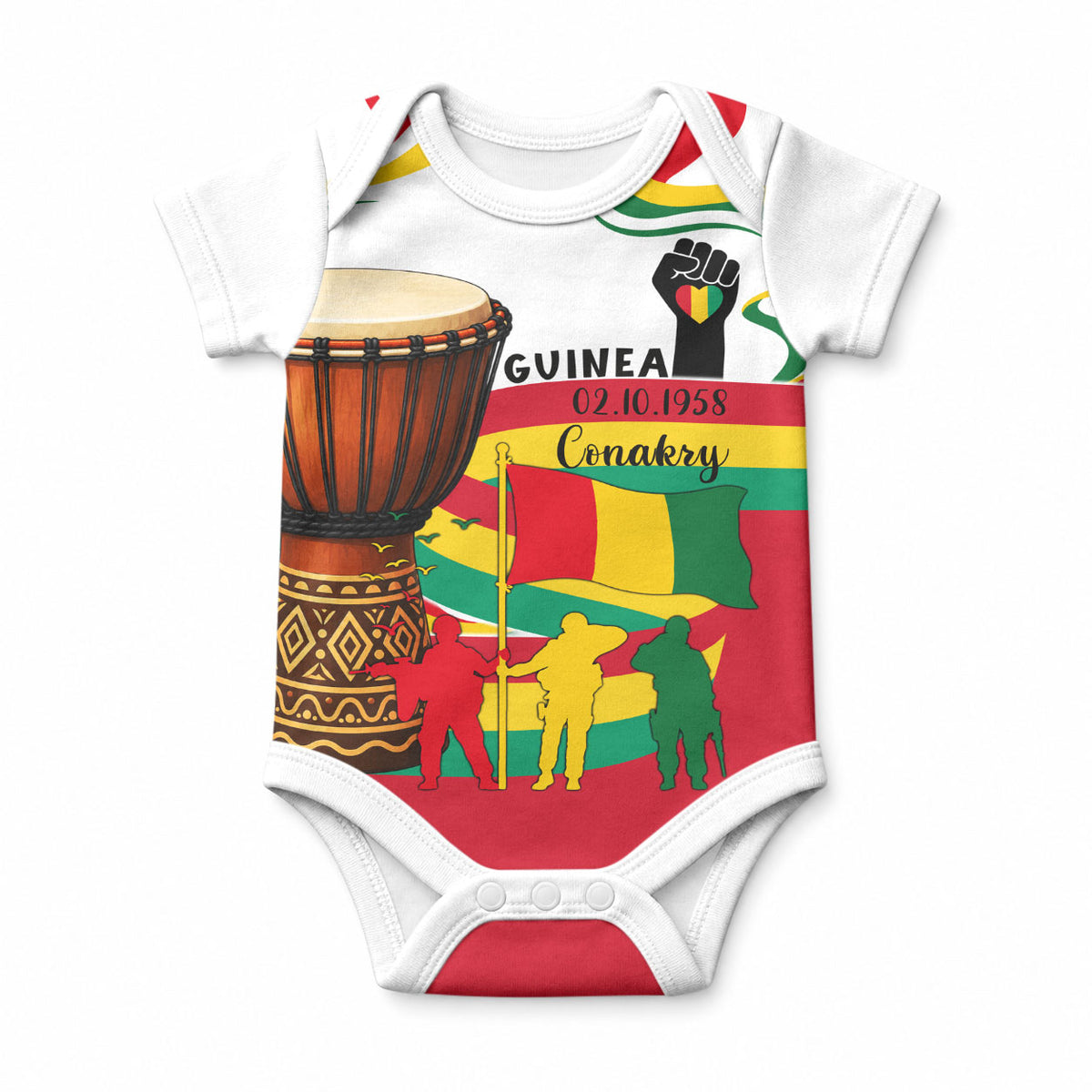 Guinea Independence Day Conakry Baby Onesie African Flag Djembe Drum Freedom