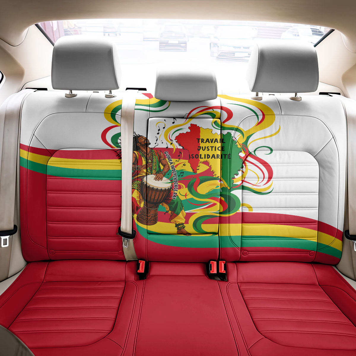 Guinea Independence Day Conakry Back Car Seat Cover African Flag Djembe Drum Freedom