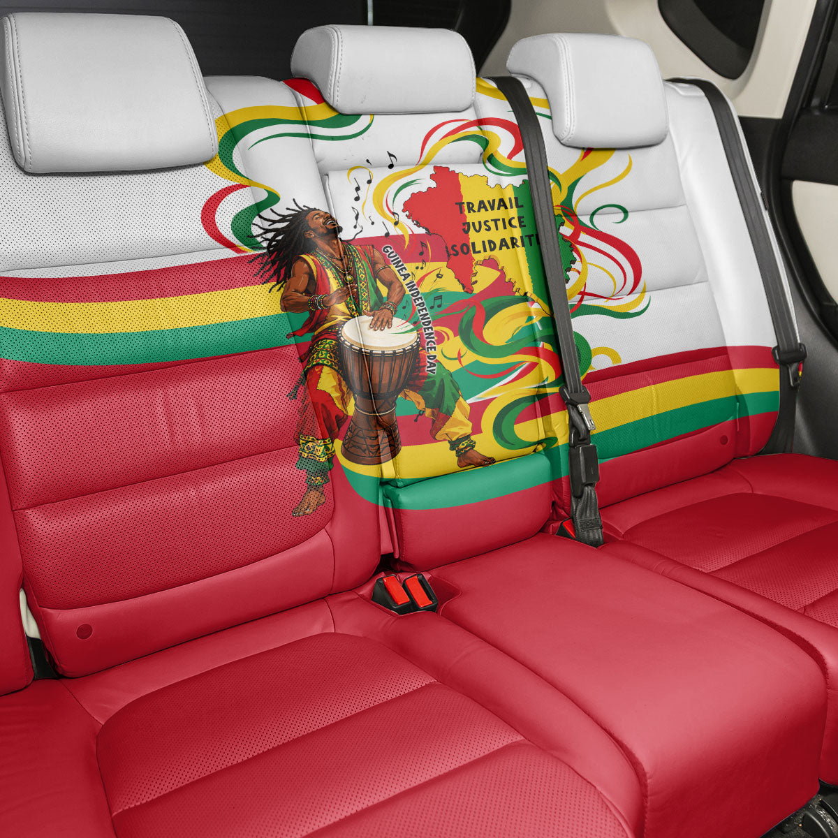 Guinea Independence Day Conakry Back Car Seat Cover African Flag Djembe Drum Freedom