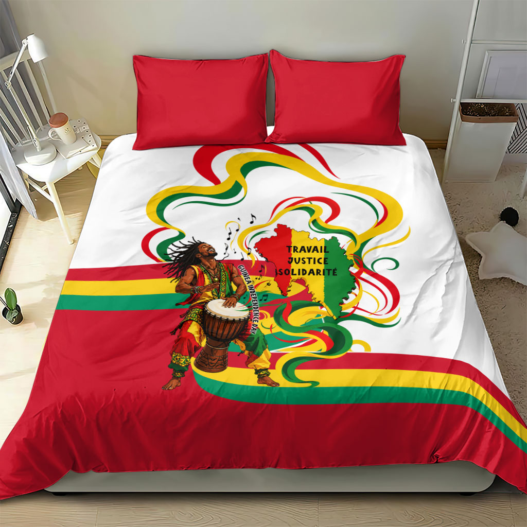 Guinea Independence Day Conakry Bedding Set African Flag Djembe Drum Freedom