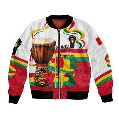 Guinea Independence Day Conakry Bomber Jacket African Flag Djembe Drum Freedom