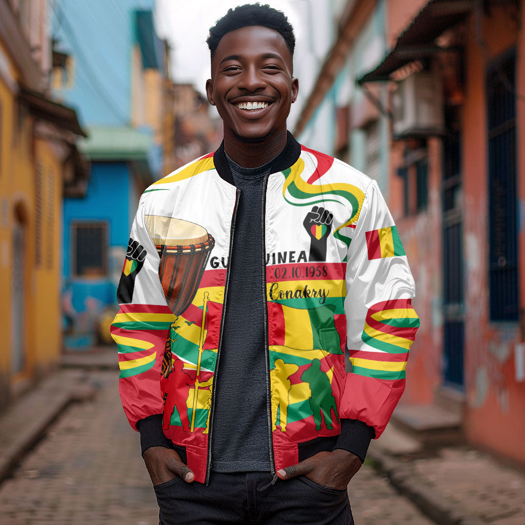 Guinea Independence Day Conakry Bomber Jacket African Flag Djembe Drum Freedom