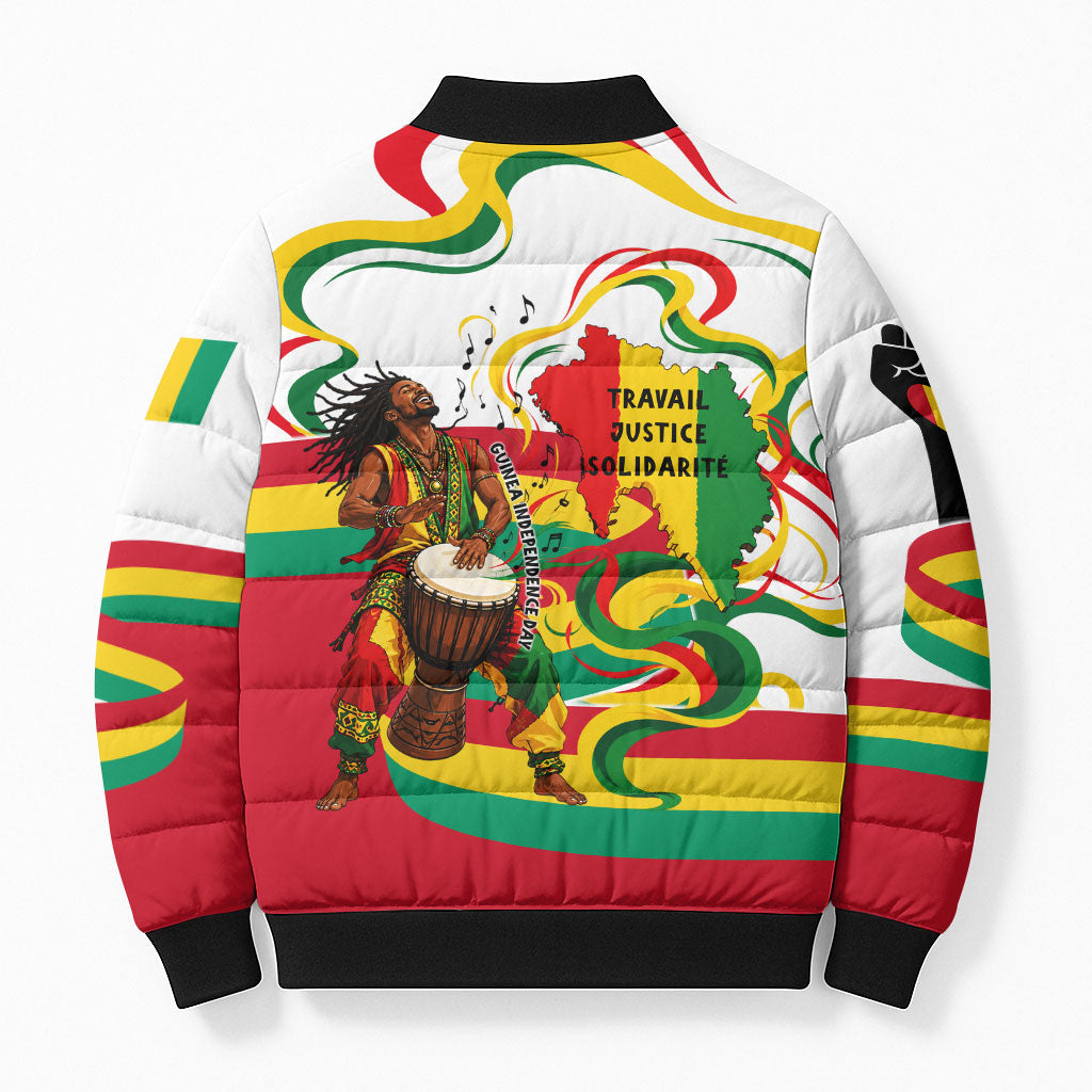 Guinea Independence Day Conakry Bomber Puffer Jacket African Flag Djembe Drum Freedom