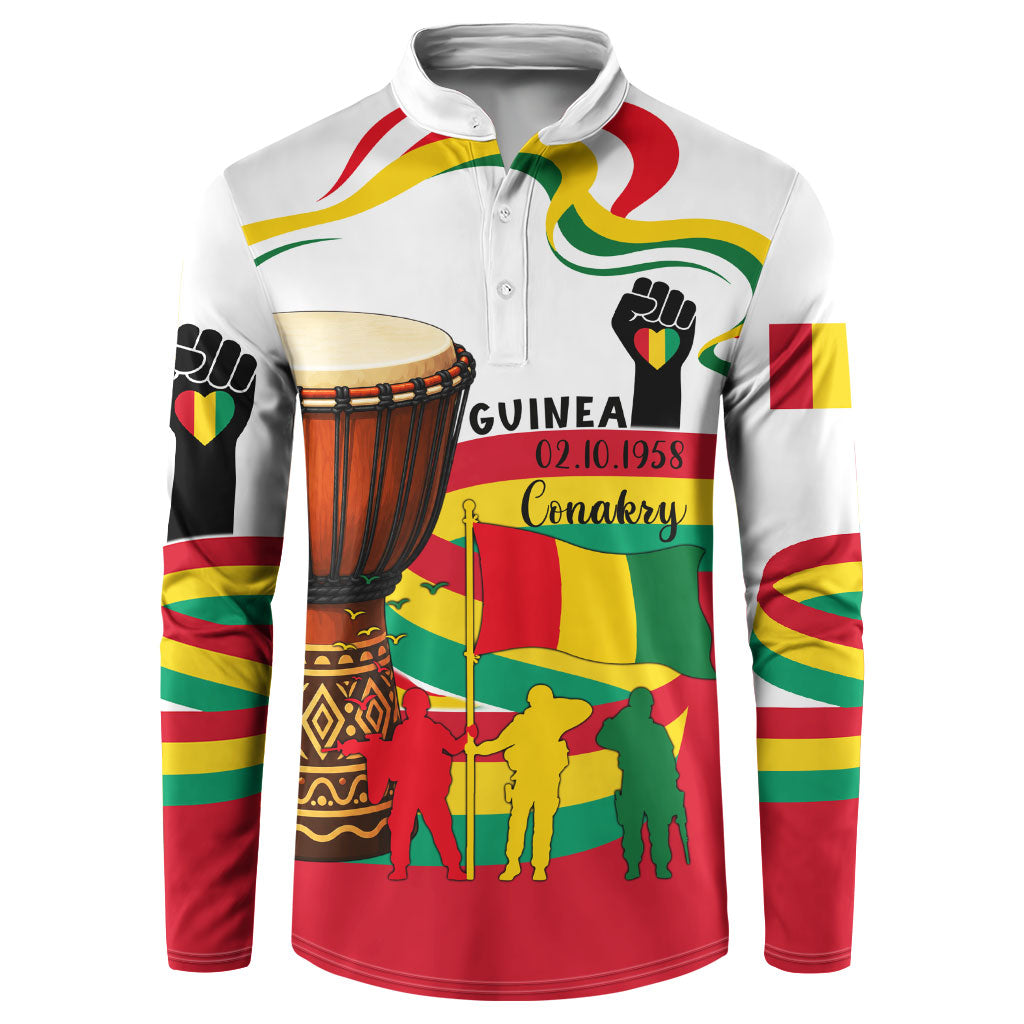 Guinea Independence Day Conakry Button Sweatshirt African Flag Djembe Drum Freedom