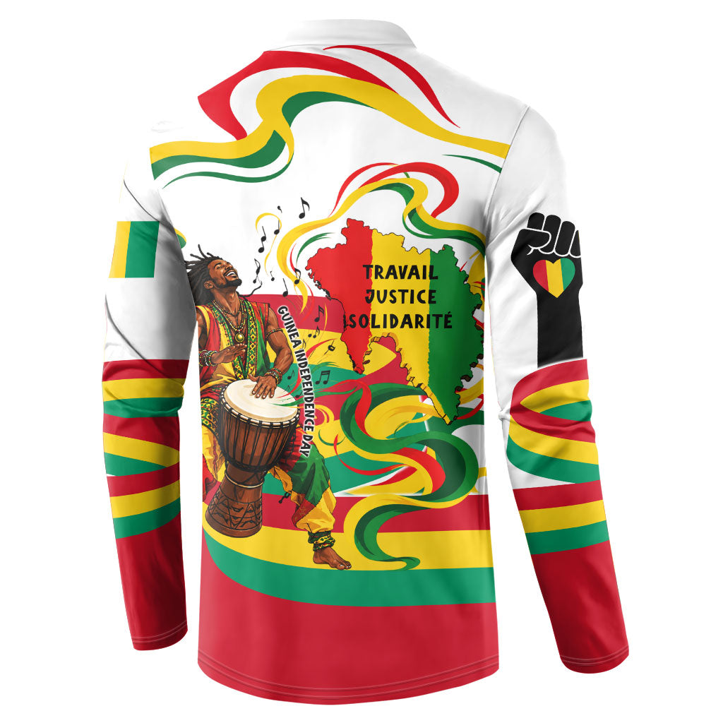 Guinea Independence Day Conakry Button Sweatshirt African Flag Djembe Drum Freedom