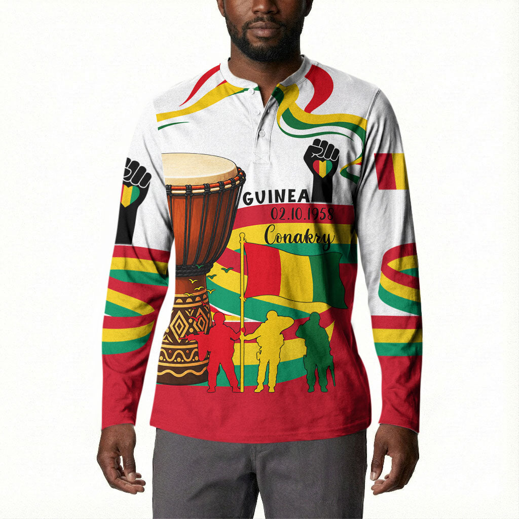 Guinea Independence Day Conakry Button Sweatshirt African Flag Djembe Drum Freedom