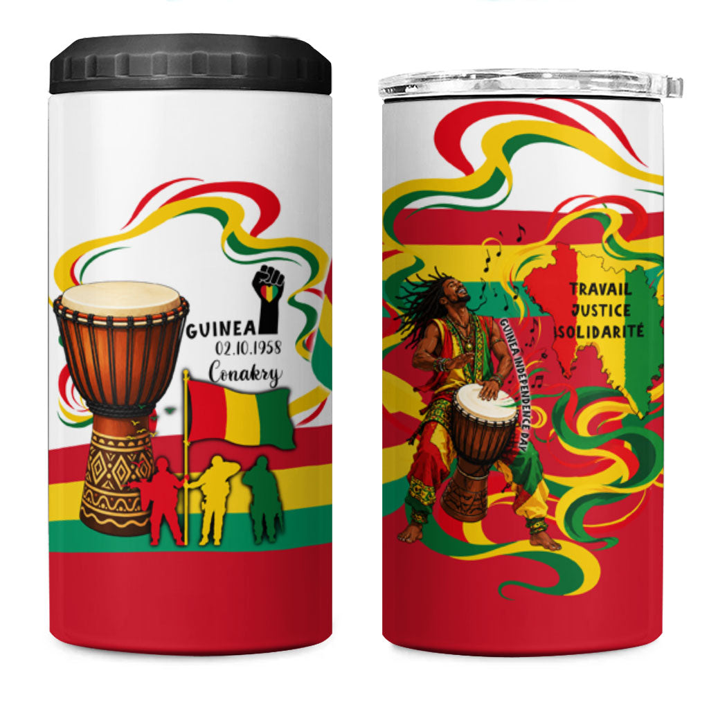 Guinea Independence Day Conakry 4 in 1 Can Cooler Tumbler African Flag Djembe Drum Freedom