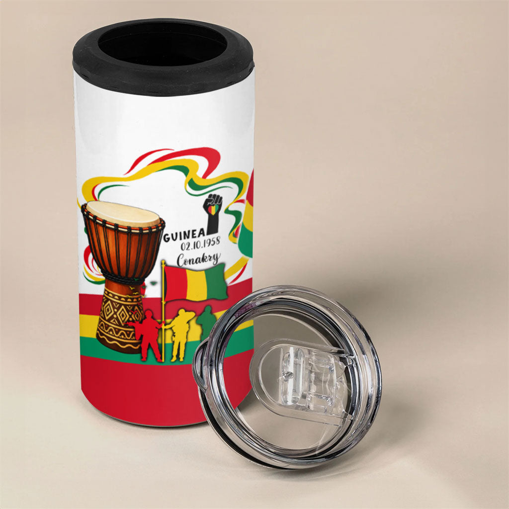 Guinea Independence Day Conakry 4 in 1 Can Cooler Tumbler African Flag Djembe Drum Freedom