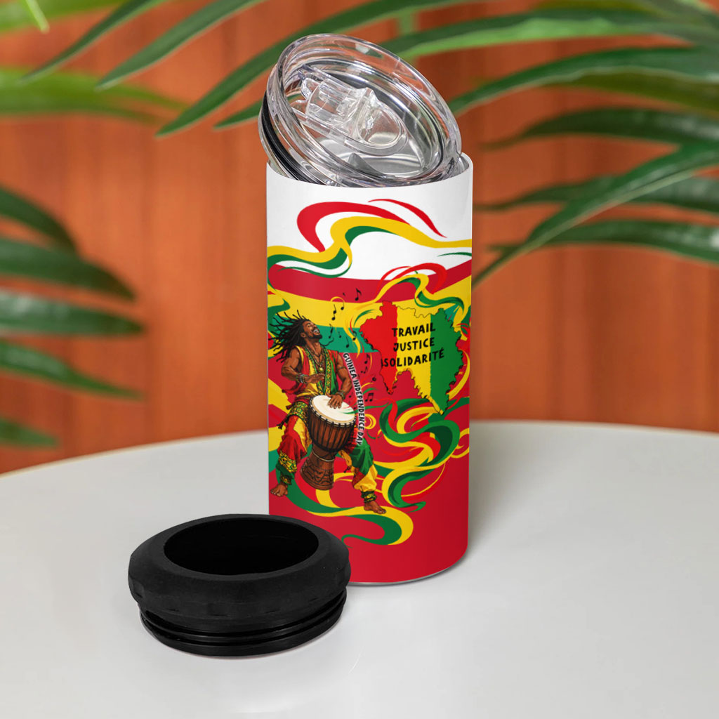Guinea Independence Day Conakry 4 in 1 Can Cooler Tumbler African Flag Djembe Drum Freedom