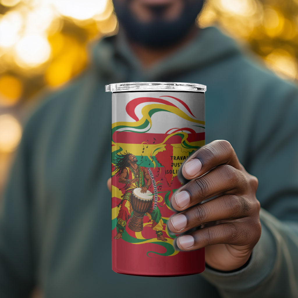 Guinea Independence Day Conakry 4 in 1 Can Cooler Tumbler African Flag Djembe Drum Freedom
