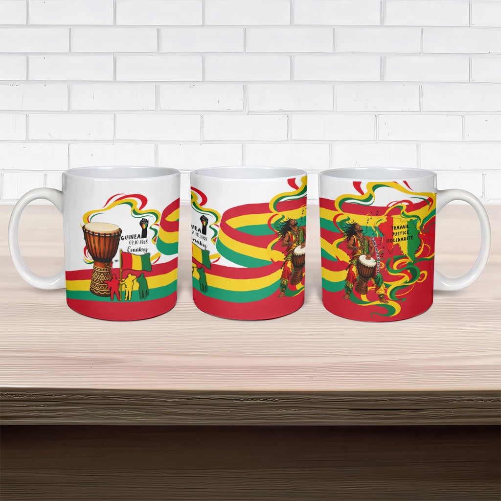 Guinea Independence Day Conakry Ceramic Mug African Flag Djembe Drum Freedom