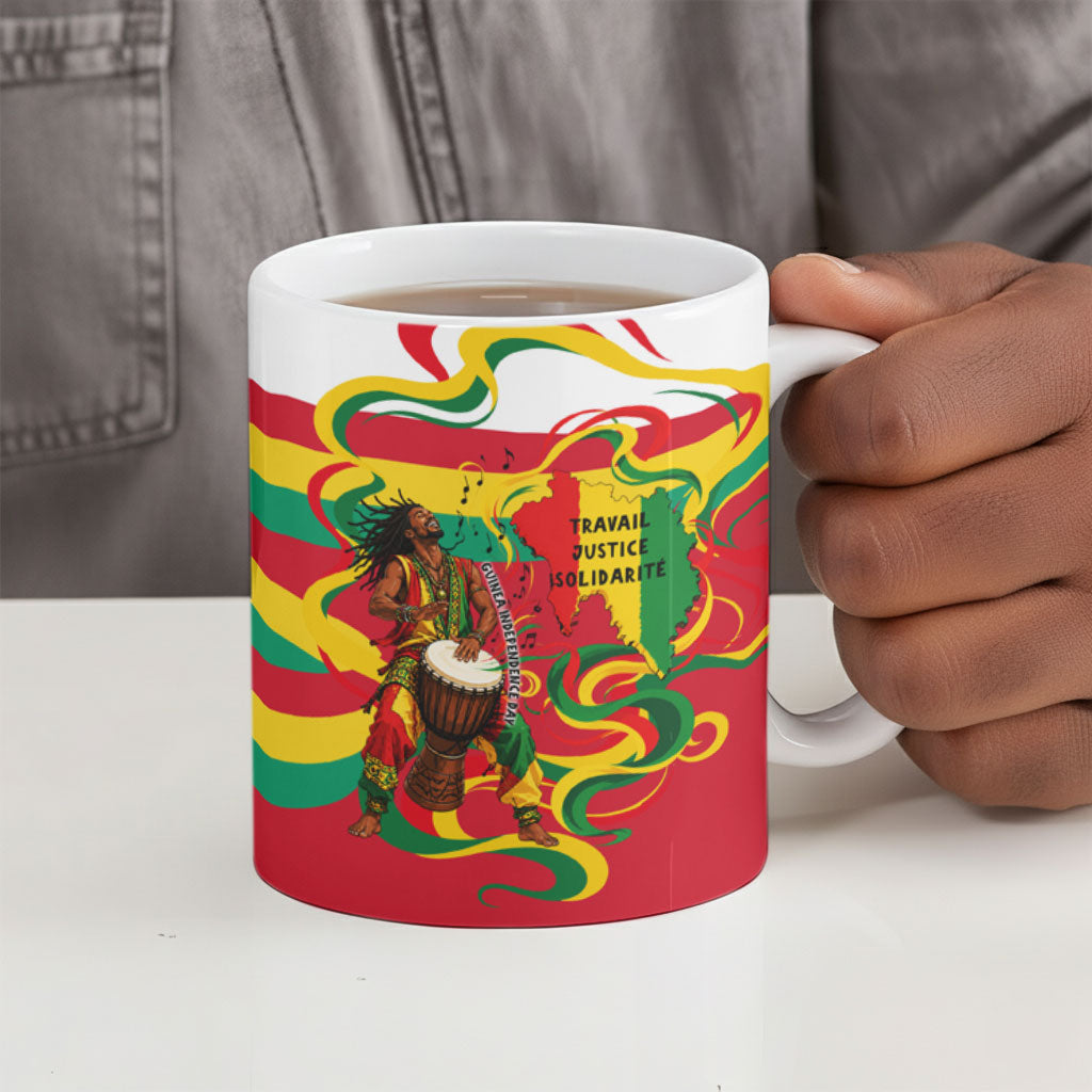 Guinea Independence Day Conakry Ceramic Mug African Flag Djembe Drum Freedom