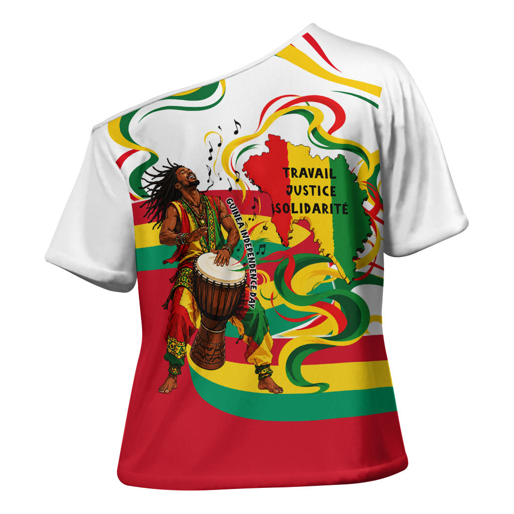 Guinea Independence Day Conakry Cross Shoulder Shirt African Flag Djembe Drum Freedom