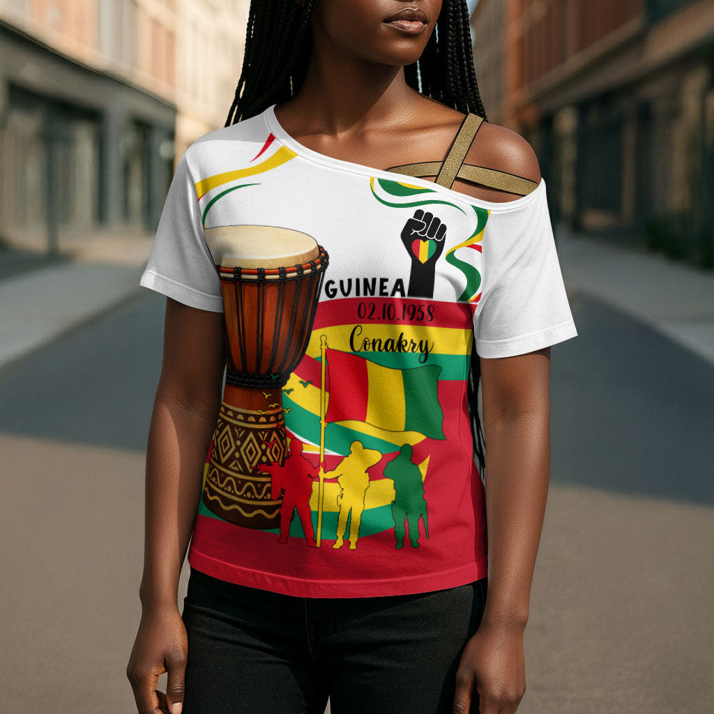 Guinea Independence Day Conakry Cross Shoulder Shirt African Flag Djembe Drum Freedom