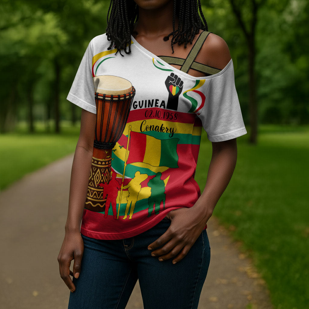 Guinea Independence Day Conakry Cross Shoulder Shirt African Flag Djembe Drum Freedom
