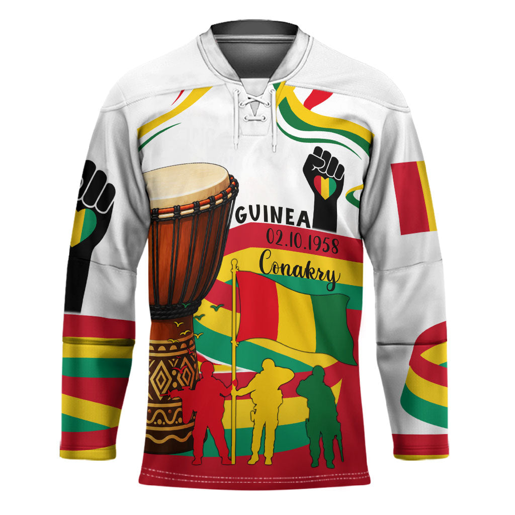 Guinea Independence Day Conakry Hockey Jersey African Flag Djembe Drum Freedom