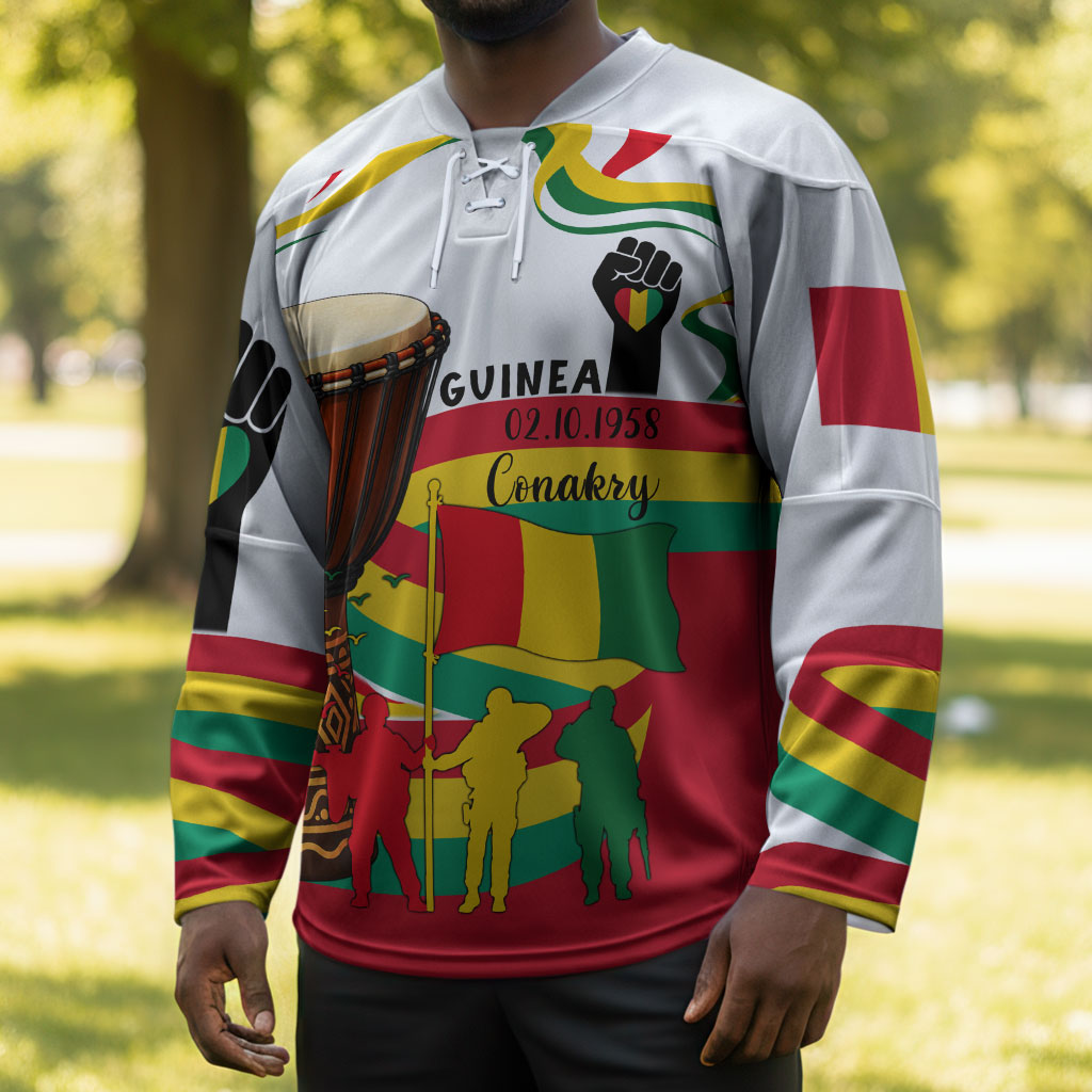 Guinea Independence Day Conakry Hockey Jersey African Flag Djembe Drum Freedom