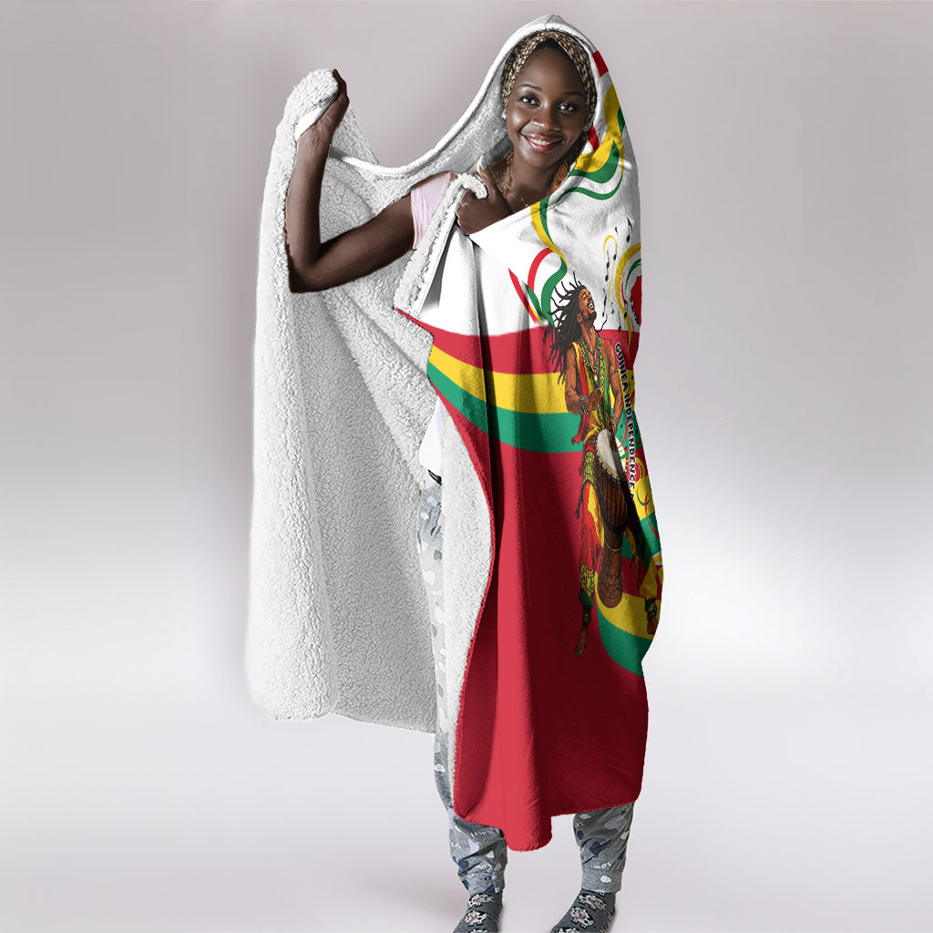 Guinea Independence Day Conakry Hooded Blanket African Flag Djembe Drum Freedom
