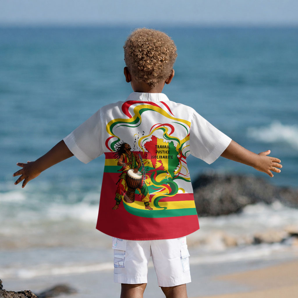 Guinea Independence Day Conakry Kid Hawaiian Shirt African Flag Djembe Drum Freedom