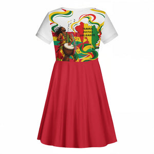 Guinea Independence Day Conakry Kid Short Sleeve Dress African Flag Djembe Drum Freedom
