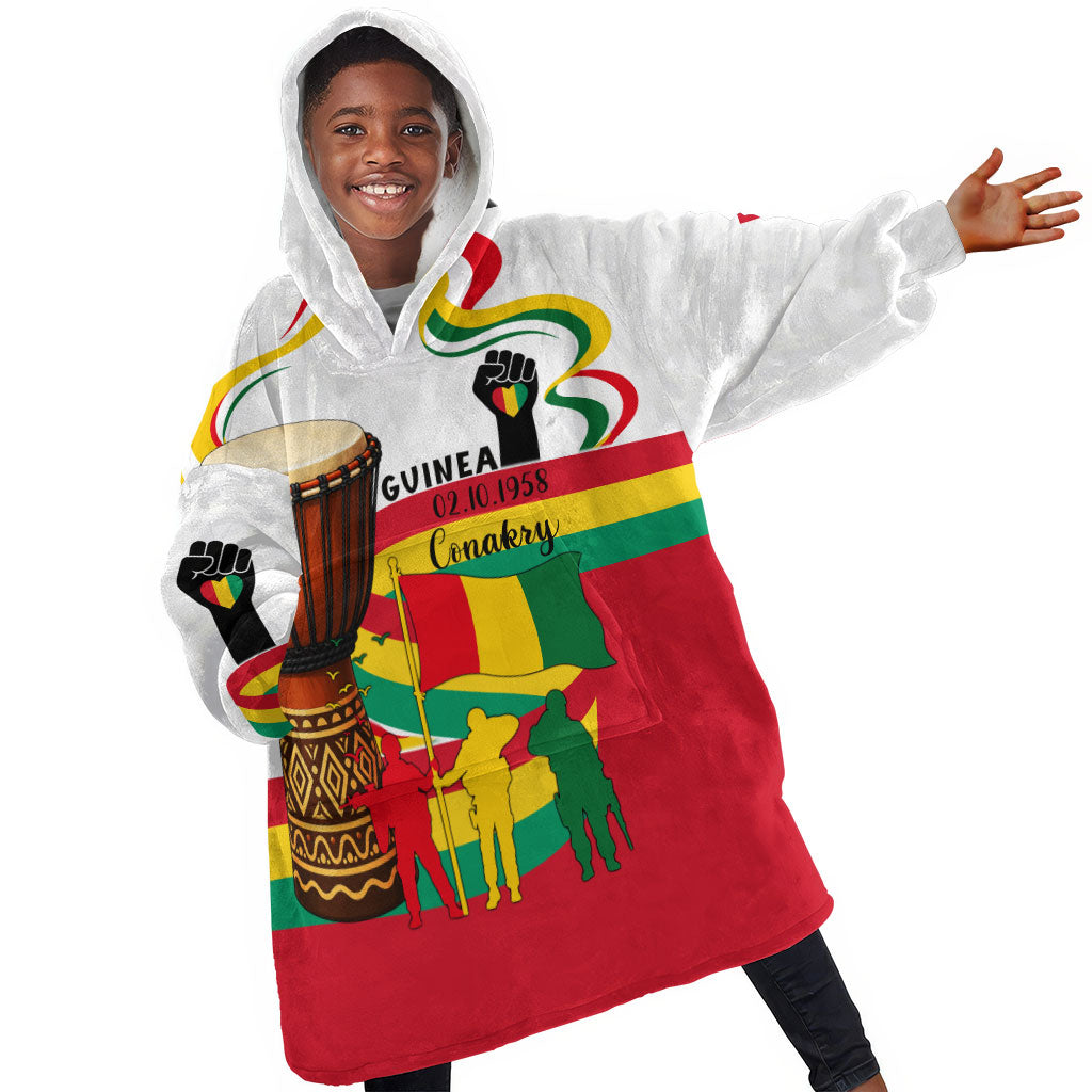 Guinea Independence Day Conakry Kid Wearable Blanket Hoodie African Flag Djembe Drum Freedom
