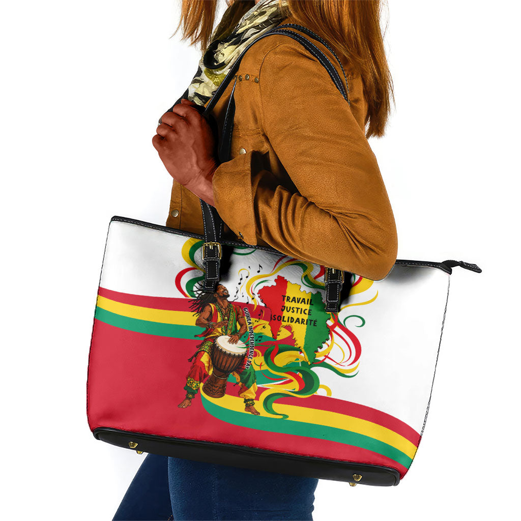 Guinea Independence Day Conakry Leather Tote Bag African Flag Djembe Drum Freedom
