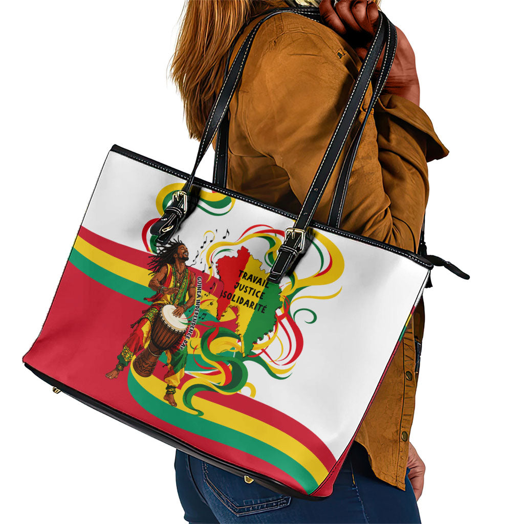 Guinea Independence Day Conakry Leather Tote Bag African Flag Djembe Drum Freedom