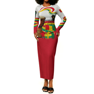 Guinea Independence Day Conakry Long Sleeve Bodycon Dress African Flag Djembe Drum Freedom