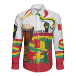 Guinea Independence Day Conakry Long Sleeve Button Shirt African Flag Djembe Drum Freedom