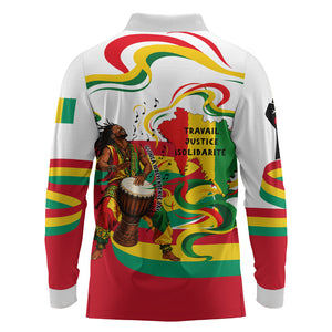 Guinea Independence Day Conakry Long Sleeve Polo Shirt African Flag Djembe Drum Freedom