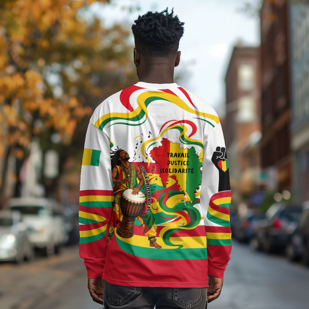 Guinea Independence Day Conakry Long Sleeve Shirt African Flag Djembe Drum Freedom