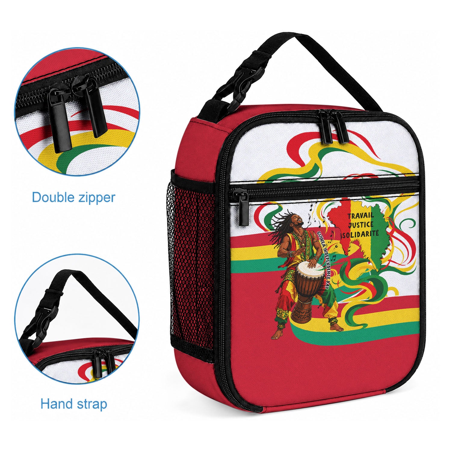 Guinea Independence Day Conakry Lunch Bag African Flag Djembe Drum Freedom