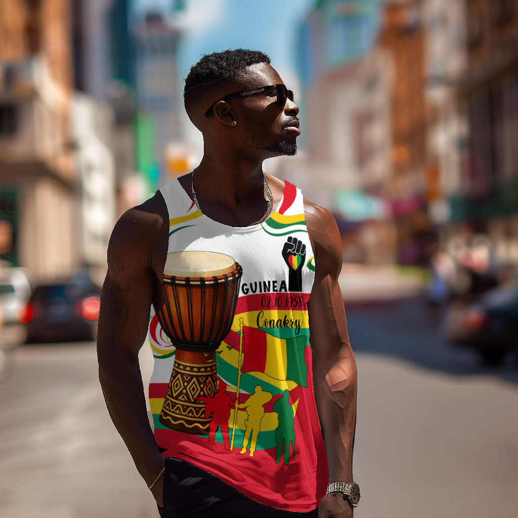 Guinea Independence Day Conakry Men Tank Top African Flag Djembe Drum Freedom
